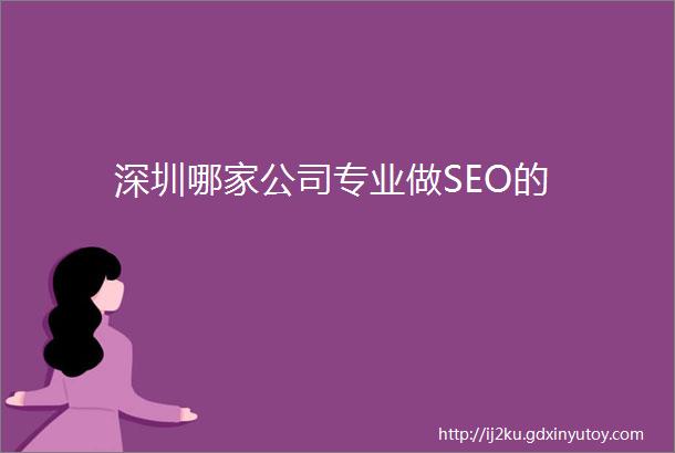 深圳哪家公司专业做SEO的